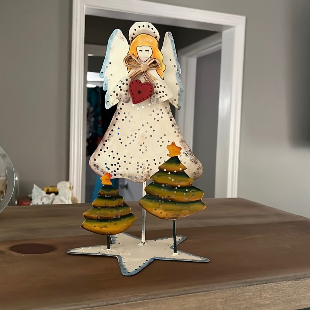 Vintage Angel Christmas candles holder steel